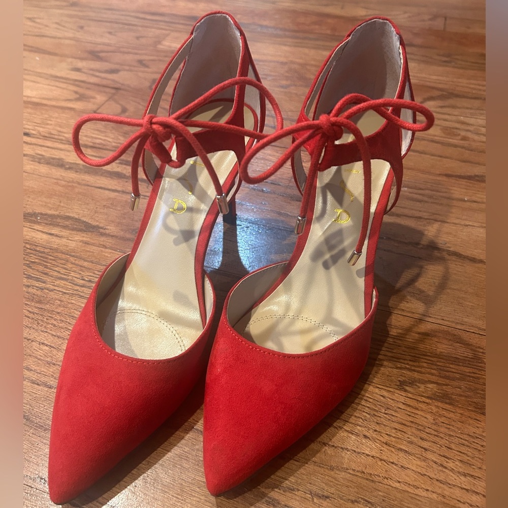 Red Tie-Front Heels Size 8.5